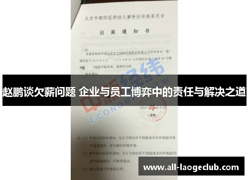 赵鹏谈欠薪问题 企业与员工博弈中的责任与解决之道 赵鹏谈欠薪问题 企业与员工博弈中的责任与解决之道