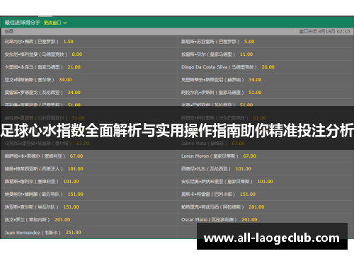 足球心水指数全面解析与实用操作指南助你精准投注分析